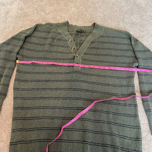 Prana Women's Long Henley Sweater Tunic Green Blue‎ Stripes Size Large - Picture 9 of 9